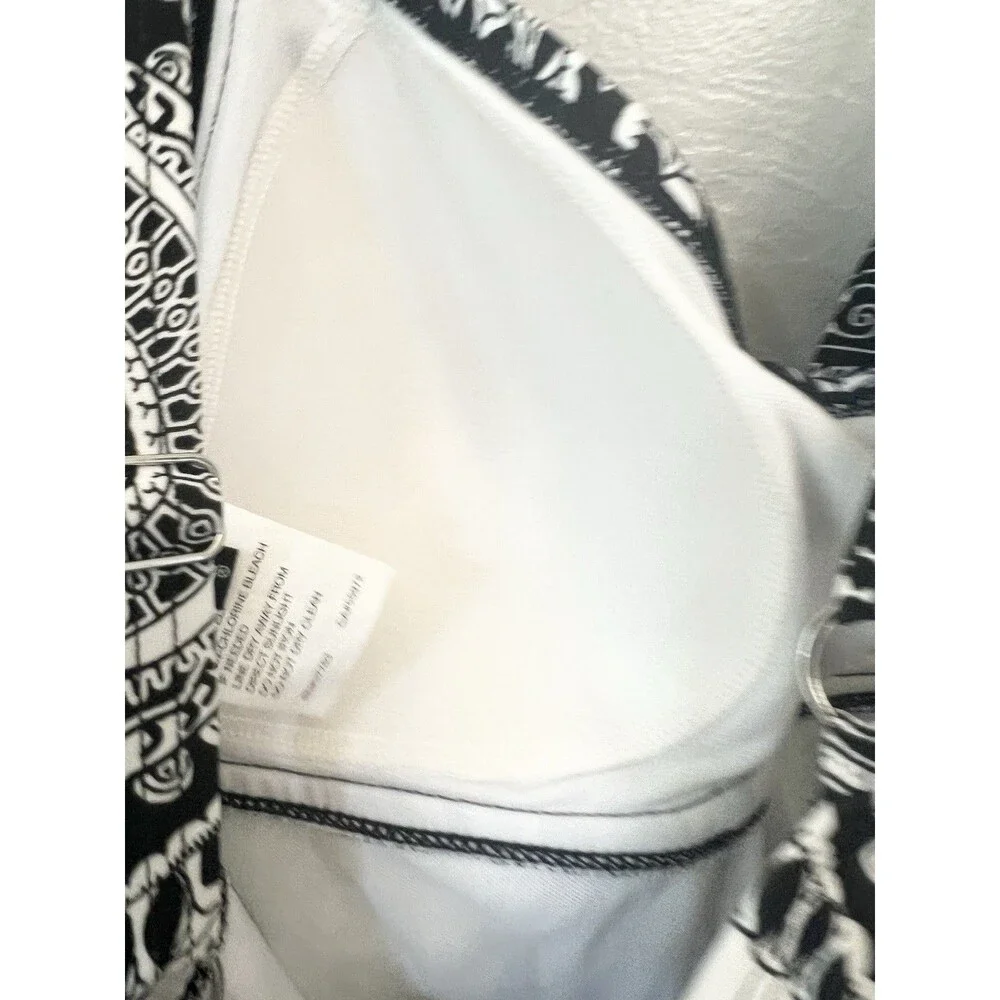 Jantzen Swim Dress Size 14 Slimming Ceramic Black White Beach Resort Swimsuit